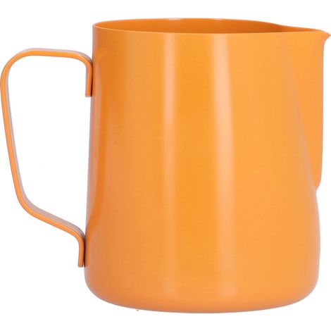 400 ml Milchaufschäumkännchen aus PTFE mit spitzem Ausguss, Edelstahl, für die heimische Küche, Orange (1/5)