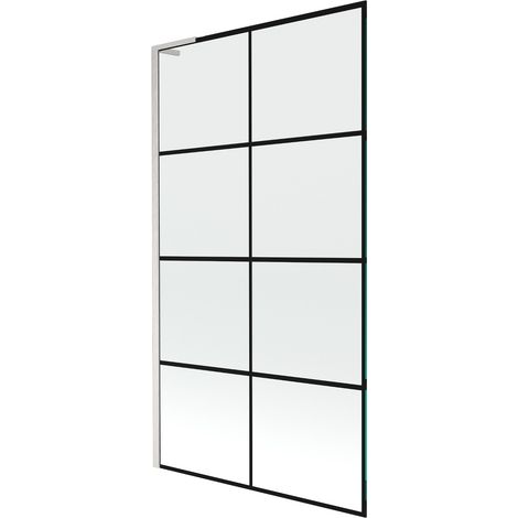 Mexen Next L Badewannenabtrennung 1-flügelig 100 x 150 cm, schwarzes Muster, gebürstetes Nickel - 895-100-000-03-77-97 (1/5)