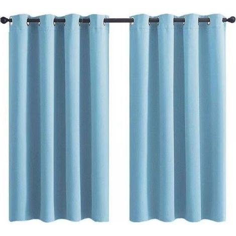 Rideau Occultant à Oeillets pour Chambre d'Enfant - Imprimé Uni Bleu Clair - 28x36 Pouces (71x91cm) - 2 Panneaux (SAMIMPORT-2011)