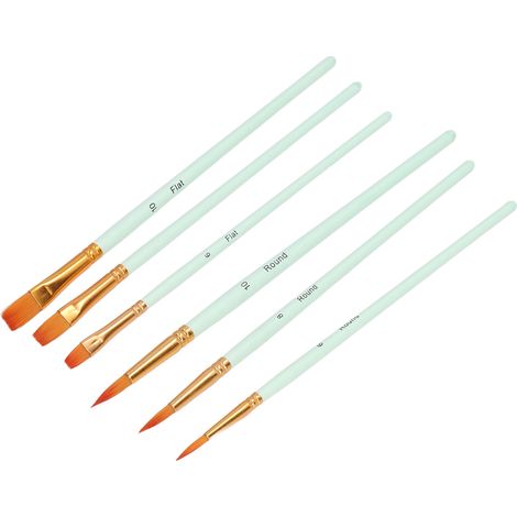 Ensemble de 6 pinceaux, 6 tailles, pratique, fiable, durable, manche vert clair, outil de peinture pour artistes.