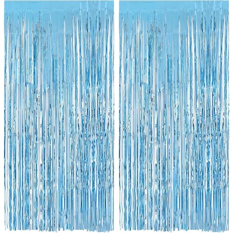 2 pièces Rideau Métallique,1m x 2m,Bleu,Franges en Aluminium,Décoration Fête,Mariage,Anniversaire (1/5)