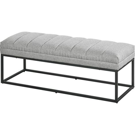 Banc de style industriel, banc de lit, pieds en métal, rose et noir (1/5)