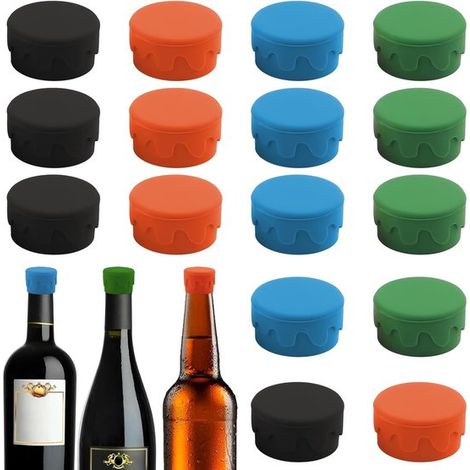 16 Silikon Weinverschlüsse Bunte Flaschenverschlüsse Wiederverwendbare Champagnerverschlüsse Bierflaschenverschlüsse Weinkorken zur Erhaltung der (1/5)