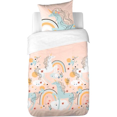 Parure de lit enfant en poly coton motif licorne (1/5)