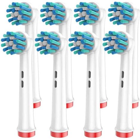 Replacement Toothbrush Heads, Angled Bristles for Deep Removing Plaque, White (Pack of 8) (1/5)