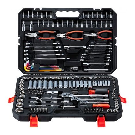 314 tlg. Steckschlüsselsatz Ratschenkasten mit 1/4 3/8 1/2 Zoll, Knarrenkasten mit Umschaltknarre Ratschen Steckschlüssel Bitsatz, Universalles Werkzeugset für Täglichen Reparaturen Heimwerken (1/5)