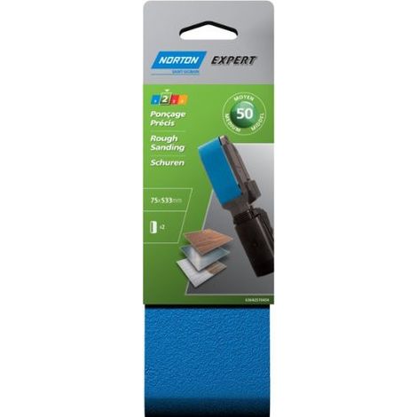 Bandes Ponçage Norton Expert Lot de 2 75x533mm Grain 50
