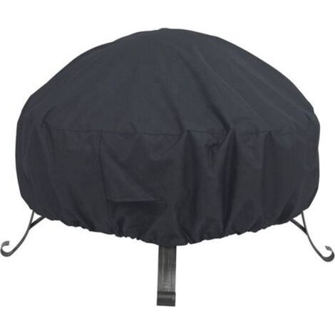 210D Round fire pit cover, 85 cm diameter x 40 cm, waterproof and windproof cover, black (1/3)