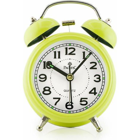 Reloj despertador de cuarzo Q877B, color verde claro, color limón del Pacífico.