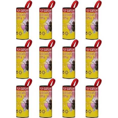 12 paquets de bandes adhésives anti-mouches en papier, à suspendre à l'intérieur et à l'extérieur, piège à mouches des fruits, mouches, 2 (1/2)