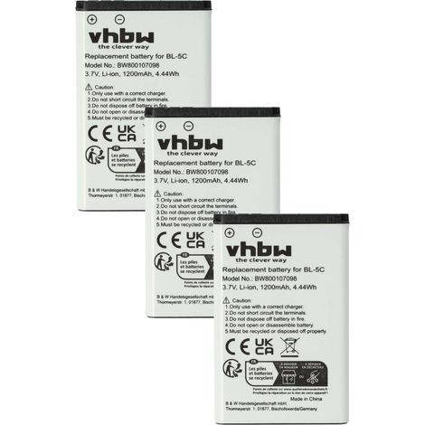 vhbw 3x Akku kompatibel mit Brondi Amico Sport, Amico Vero, Amico Simplex, Amico Simply Handy Smartphone Telefon (1200 mAh, 3,7 V, Li-Ion) (1/5)