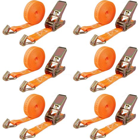 6er Set Spanngurte mit Ratsche 5m, 800kg, orange, für Auto & Anhänger