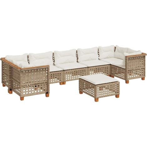vidaXL Set Divano da Giardino 8 pz con Cuscini Beige in Polyrattan (1/5)