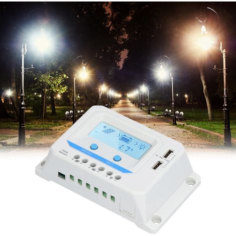 Contrôleur solaire 12/24 V avec écran bleu pour charge domestique et protection 40 A (1/5)