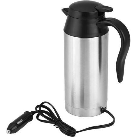 Bouilloire de Voyage Électrique Portable en Acier Inoxydable 750ml, Allume Cigare de Voiture de 12V, Bouilloire Chauffante Tasse de Voyage Électrique avec Bande de Caoutchou (1/5)