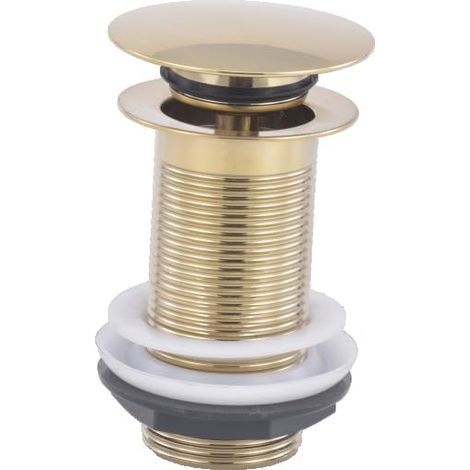 - Piletta di scarico per lavabo - Ottone spazzolato - Design a cupola senza fessura - Sistema click-clack per bagno - Senza troppopieno - Colore ottone - Dimensioni standard