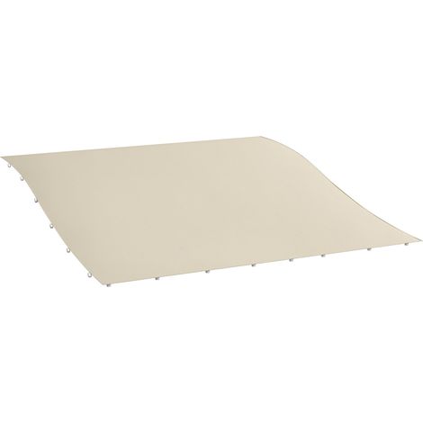 Toile de pergola en polyester 3 x 3 m avec 16 trous de drainage, 297 x 297 cm, beige, adapté pour l'extérieur