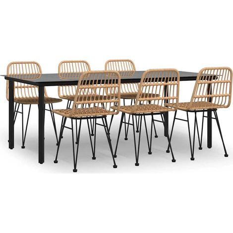 Ensemble à manger de jardin 7 pcs Mobilier de jardin Résine tressée (1/5)