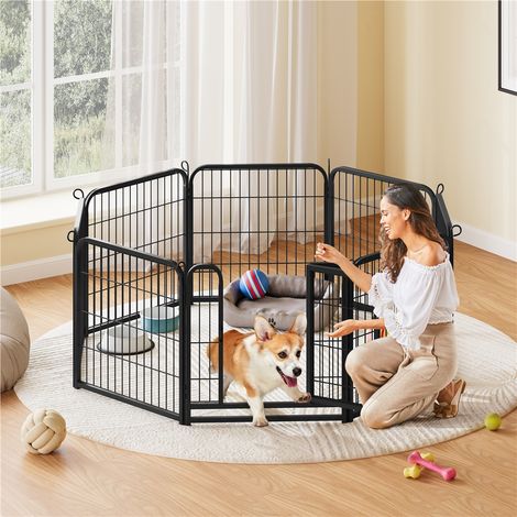 Yaheetech – Parc pour chien en métal 63cm – Enclos pliable intérieur/extérieur – Loquet automatique – Dimensions assemblées 195x67cm