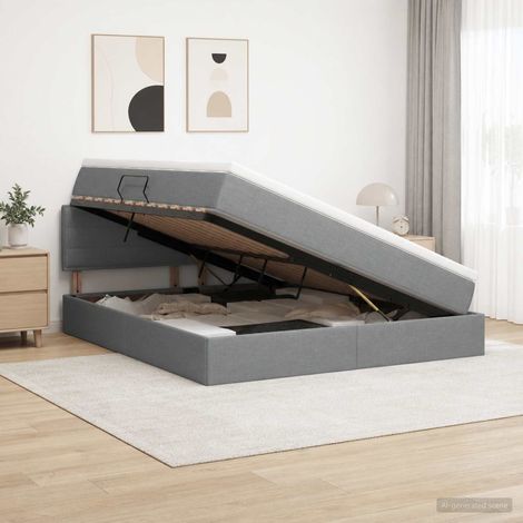 Lit avec rangement et matelas Gris foncé 140 x 200 cm Velours (1/5)