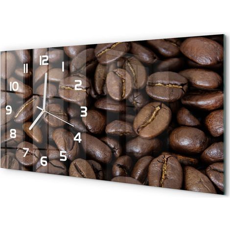 Horloge Murale Originale 60x30 cm Verre Trempé Cadeau Maison Moderne Grains de café (1/5)