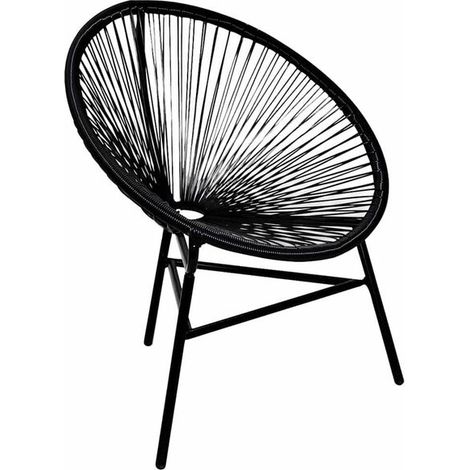 Chaise de Jardin Extérieure en Forme de Lune, Résine Tressée Noire (1/4)