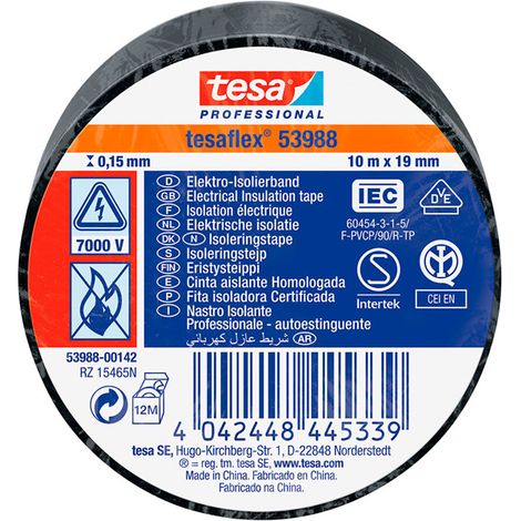Cinta aislante homologada negra 19 mm x 10 m (1/6)