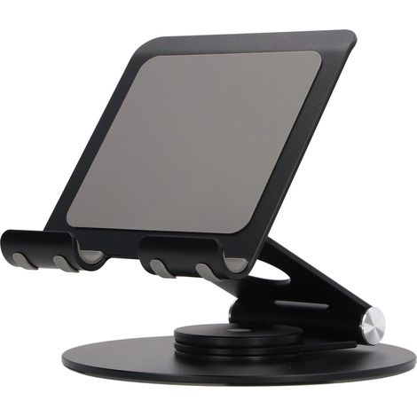 Support téléphone pliable 360° réglable en hauteur, base stable en aluminium pour ordinateurs portables jusqu'à 17,3 pouces, noir (1/5)