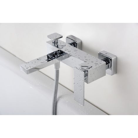Ensemble de salle de bain avec mitigeur  Modèle PISA  Couleur Gris  Finition en Chrome [ IMEX® ]