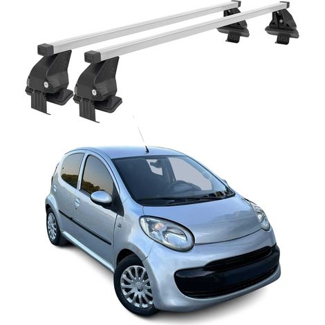OMAC Dachträger Querträger Stahl für Citroen C1 2005-2022 – Abschließbar – City-Crash-getestet – DIN 75302:2019 – ISO/PAS 11154:2006 – Max. 50 kg Silber (1/5)