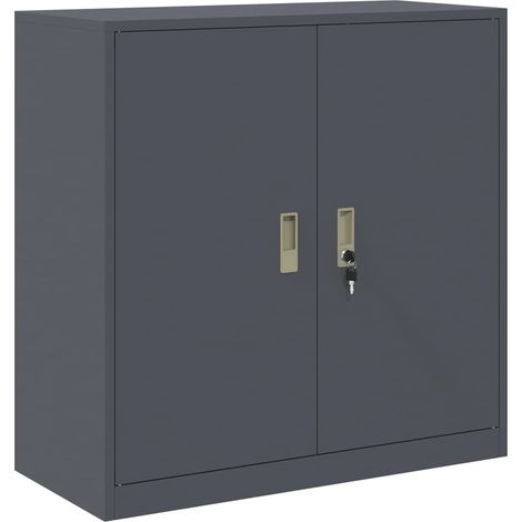 Moderno armadio portaoggetti con ante chiudibili a chiave 90 x 40 x 90 cm in acciaio laminato a freddo antracite 020054817