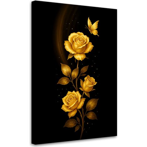 Wandbild Blumen Goldene Rosen 40x60 cm