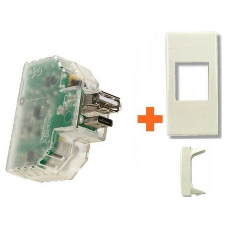 Fanton caricatore USB A+C incasso compatibile Legrand Vela Bianca - 82893-LB