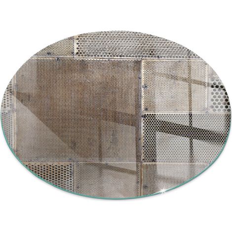 Glasplatte für Kaminofen Sicherheitsglas Schutzplatte Glasbodenplatte für Kamin Hitzeschutz für Kamin Funken Muster aus perforiertem Blech Rund fi 90