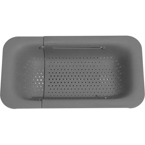 Crépine d'évier - plastique - pour laver les fruits et légumes - extensible jusqu'à 50 cm - gris clair (1/5)