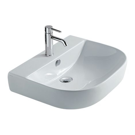 Lavabo M2 appoggio cm. 60x48 semicircolare in ceramica bianco di