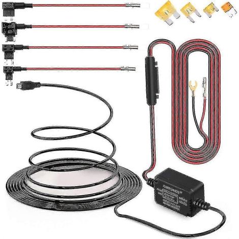 Kit de câblage pour mini caméra embarquée USB 12 V/30 V vers 5 V avec porte-fusibles et protection contre les sous-tensions. (1/5)