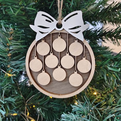 Ornement De Noël - Boule En Bois Personnalisable - Pour Arbre De Noël - 1 Pièce (1/5)
