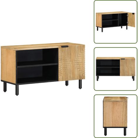 The Living Store Mueble de TV madera maciza mango marrón 80x31,5x46 cm - Madera maciza
