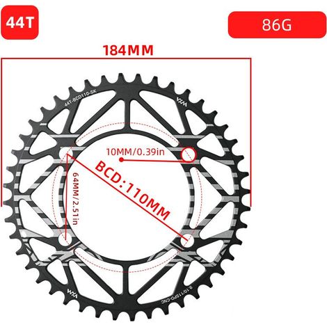 44T Plateau de vélo monovitesse 4 trous à griffes, entraxe 110 BCD, dents positives et négatives, pignon 36T58T compatible avec les transmissions 5/R7/8000 (1/5)