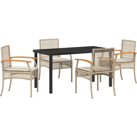 Maison Exclusive - Set da Pranzo per Giardino 5 pcs Beige e Nero Rattan (1/5)