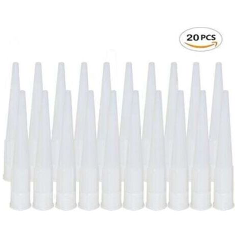 Lot de 20 embouts de pistolet à calfeutrer en silicone, embouts de rechange pour mastic adhésif silicone, avec grattoir en plastique, pour l'extension et le remplacement du calfeutrage.