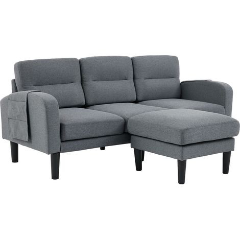 CHICFURN Sofá esquinero de 3 plazas 204x136x80 cm de tela gris con bolsillos (1/5)