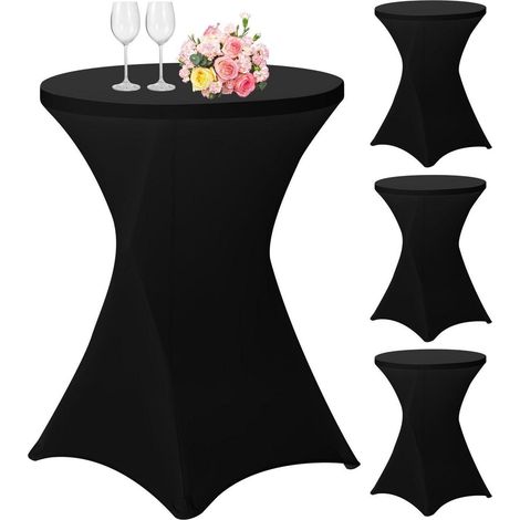 4er-Set Stehtisch Husse für Bistrotisch Ø 80-85 cm, Spandex Stretch, Schwarz