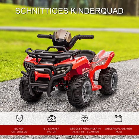 Quad électrique enfant 6V rouge - fonction avant, musique - pour bébés de 18 mois à 3 ans