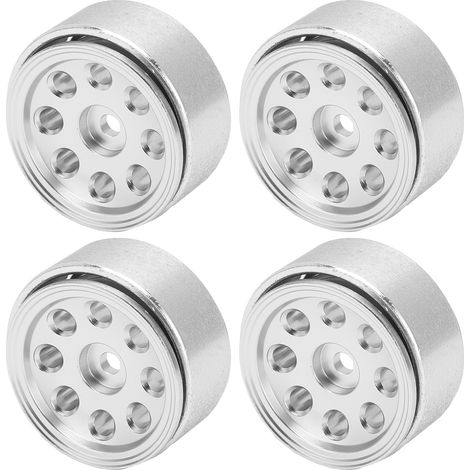 4 Pièces Moyeux de Roue RC Léger Aluminium Alliage Durable Résistant à l'Usure Accessoire Voiture Télécommandée pour Modèle Simulation 1/24 Argent (1/5)