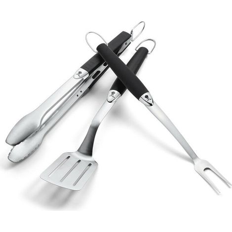 Set Kit Utensili per Barbecue Weber Forchettone Spatola Pinze Accessori BBQ (1/7)