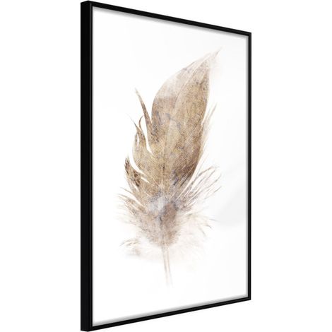 Affiche Murale Encadrée "Lost Feather Beige" 40 x 60 cm Noir