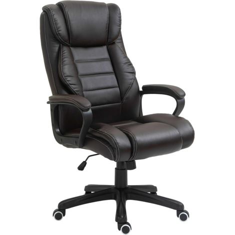 Chaise de bureau Vinsetto avec massage vibratoire, fonction basculante, pivotante et réglable en hauteur, fauteuil ergonomique de direction marron (1/5)