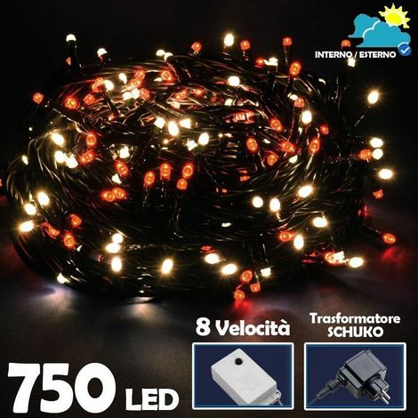 TrAdE Shop Traesio - Catena Luminosa 750 Luci Led Lucciole Bianco Caldo E Rosso Controller 8 Funzioni - (1/4)